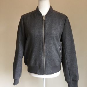 Levi’s gray wool blend rib knit bomber jacket